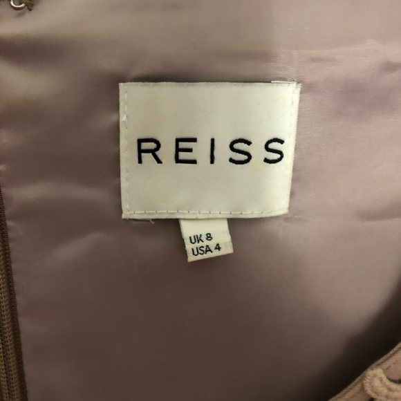 Reiss Rita Shift Embroidered Tan Dress Size 8 - Picture 6 of 7